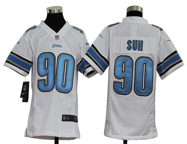 youth's Jerseys Detroit Lions 90 Ndamukong Suh White Nike Game